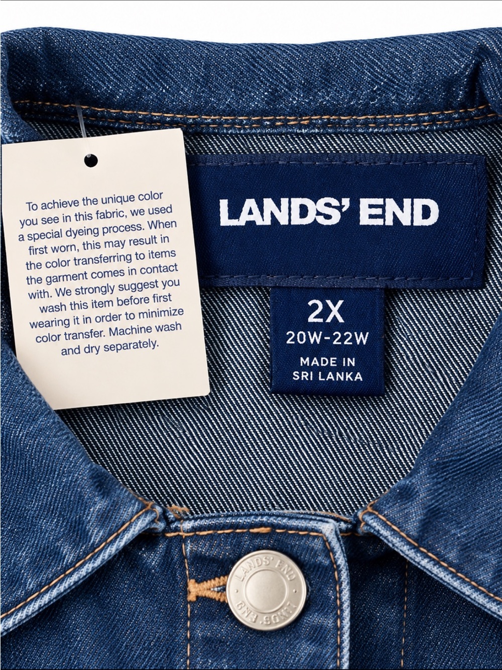 LandsEnd Classic Blue Denim Jean Jacket with Matte Silver Buttons - Picture 2 of 6